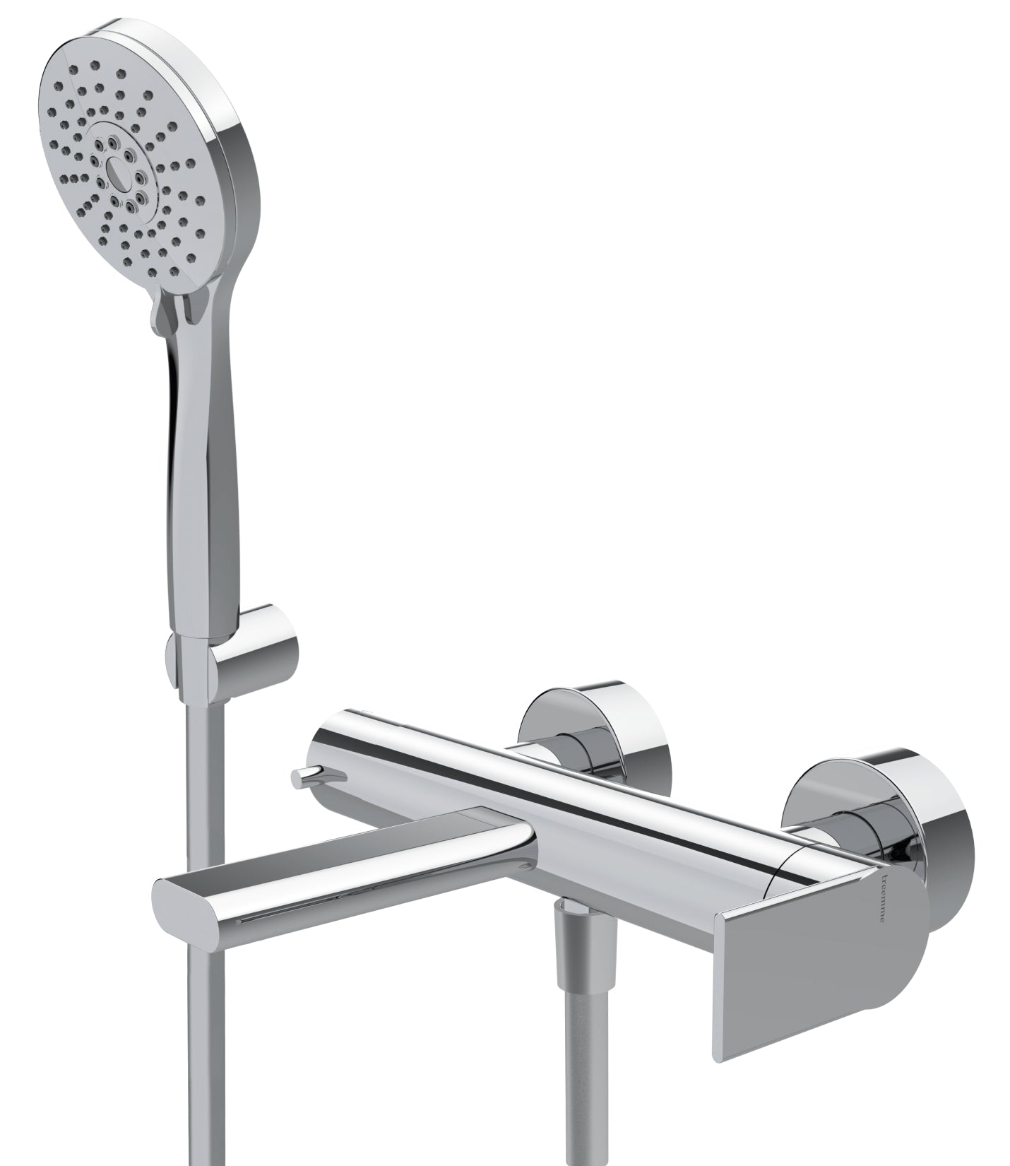 Rubinetterie Treemme 3M Contract Mars IT 9C00 CC MA ZZ Miscelatore Monocomando Esterno Vasca a Muro Miscelazione Meccanica 3 Fori Ottone Cromato Stile Moderno Gancio Doccetta ABS Flessibile PVC