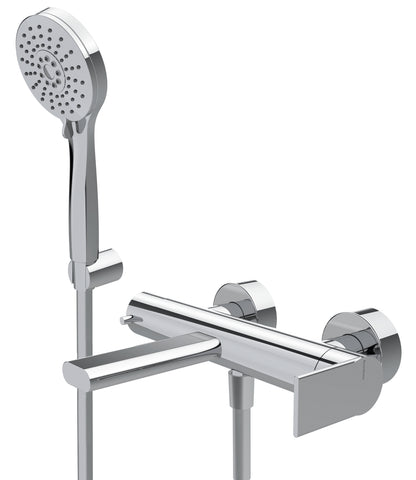 Rubinetterie Treemme 3M Contract Mars IT 9C00 CC MA ZZ Miscelatore Monocomando Esterno Vasca a Muro Miscelazione Meccanica 3 Fori Ottone Cromato Stile Moderno Gancio Doccetta ABS Flessibile PVC