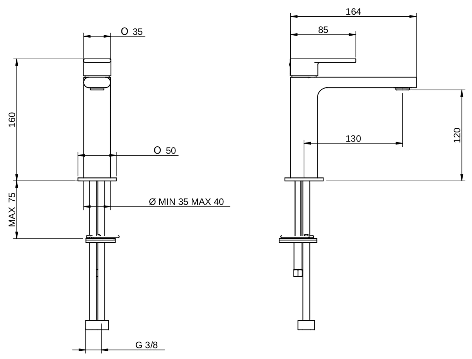 Rubinetterie Treemme 3M Contract Mars IT 9C11 CC MA ZZ Miscelatore Monocomando Lavabo 120 Da Appoggio Monoforo 1 Manopola Miscelazione Meccanica Stile Moderno Altezza 160 mm Profondità 164 mm Materiale Ottone Finitura Cromata