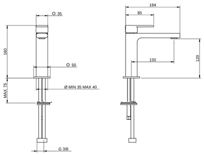 Rubinetterie Treemme 3M Contract Mars IT 9C11 CC MA ZZ Miscelatore Monocomando Lavabo 120 Da Appoggio Monoforo 1 Manopola Miscelazione Meccanica Stile Moderno Altezza 160 mm Profondità 164 mm Materiale Ottone Finitura Cromata