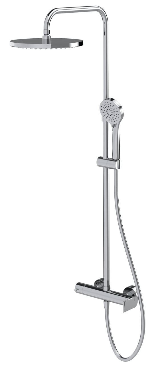 Rubinetterie Treemme 3M Contract Mars IT 9C60 CC MA ZZ Colonna Gruppo Doccia Multifunzione Miscelatore Meccanico Deviatore Doccetta Rotonda Soffione Tondo Ø Diametro 255 mm Anticalcare ABS Flessibile PVC 1,5 Metri Montaggio Parete 2 Fori Ottone Cromato