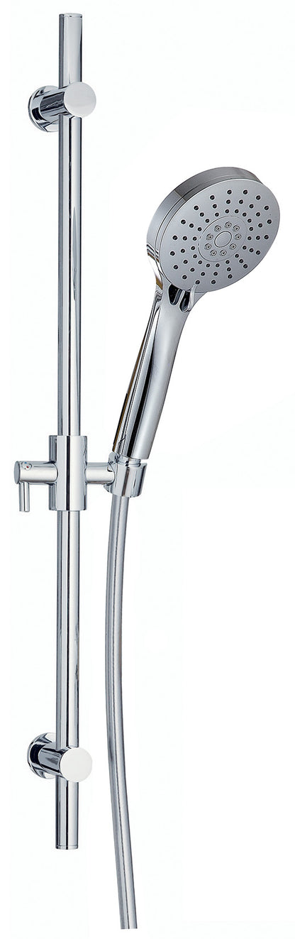 Rubinetterie Treemme 3M Contract Mars RWIT 6306 CC 05 Kit Asta Saliscendi Con Doccetta In ABS 3 Funzioni e Flessibile in PVC Senza Presa Acqua a Muro Finitura Cromata