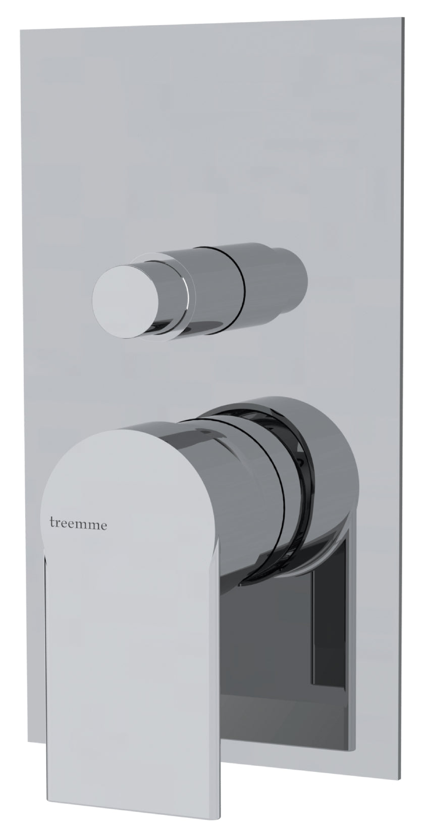 Rubinetterie Treemme 3M Contract Mars RWIT 9C49 CC 02 + RWIT 7C49 ZZ 01 Miscelatore Monocomando Vasca Doccia Incasso con Click Clack Meccanico 2 Vie Parete 2 Fori 1 Manopola Parte Interna Esterna Incluse Stile Moderno Con Piastra Ottone Cromato