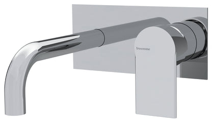 Rubinetterie Treemme 3M Contract Mars RWIT 9C51 CC 01 + RWIT 7C51 ZZ 04 Miscelatore Lavabo Incasso Muro 158 mm 2 Fori 1 Manopola Miscelazione Meccanica Con Piastra Stile Moderno Profondità Bocca 158 mm Parte Interna Esterna Incluse Ottone Cromata