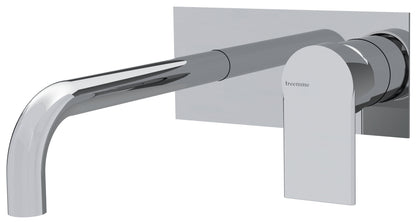 Rubinetterie Treemme 3M Contract Mars RWIT 9C52 CC 01 + RWIT 7C51 ZZ 04 Miscelatore Lavabo Incasso Muro 195 mm 2 Fori 1 Manopola Miscelazione Meccanica Con Piastra Stile Moderno Profondità Bocca 195 mm Parte Interna Esterna Incluse Ottone Cromata