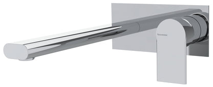 Rubinetterie Treemme 3M Contract Mars RWIT 9C52 CC 02 + RWIT 7C51 ZZ 04 Miscelatore Lavabo Incasso Muro 237 mm 2 Fori 1 Manopola Miscelazione Meccanica Con Piastra Stile Moderno Profondità 237 mm Parte Interna Esterna Incluse Ottone Cromata