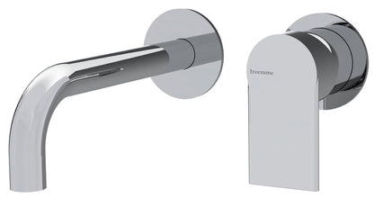 Rubinetterie Treemme 3M Contract Mars RWIT 9C75 CC 01 + RWIT 7C51 ZZ 04 Miscelatore Lavabo Incasso Muro 158 mm 2 Fori 1 Manopola Miscelazione Meccanica Stile Moderno Profondità Bocca 158 mm Parte Interna Esterna Incluse Ottone Cromata