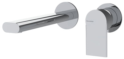 Rubinetterie Treemme 3M Contract Mars RWIT 9C75 CC 02 + RWIT 7C51 ZZ 04 Miscelatore Lavabo Incasso Muro 173 mm 2 Fori 1 Manopola Miscelazione Meccanica Stile Moderno Profondità 173 mm Parte Interna Esterna Incluse Ottone Cromata
