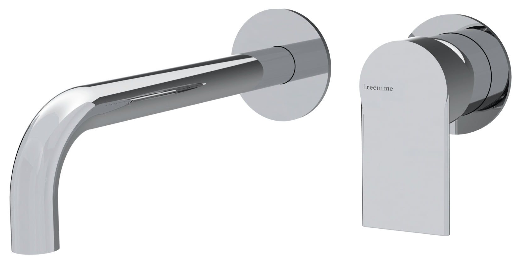 Rubinetterie Treemme 3M Contract Mars RWIT 9C76 CC 01 + RWIT 7C51 ZZ 04 Miscelatore Lavabo Incasso Muro 195 mm 2 Fori 1 Manopola Miscelazione Meccanica Stile Moderno Profondità Bocca 195 mm Parte Interna Esterna Incluse Ottone Cromata