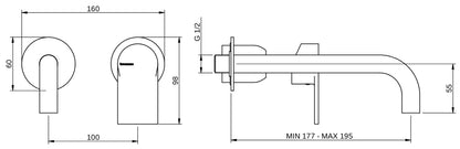 Rubinetterie Treemme 3M Contract Mars RWIT 9C76 CC 01 + RWIT 7C51 ZZ 04 Miscelatore Lavabo Incasso Muro 195 mm 2 Fori 1 Manopola Miscelazione Meccanica Stile Moderno Profondità Bocca 195 mm Parte Interna Esterna Incluse Ottone Cromata