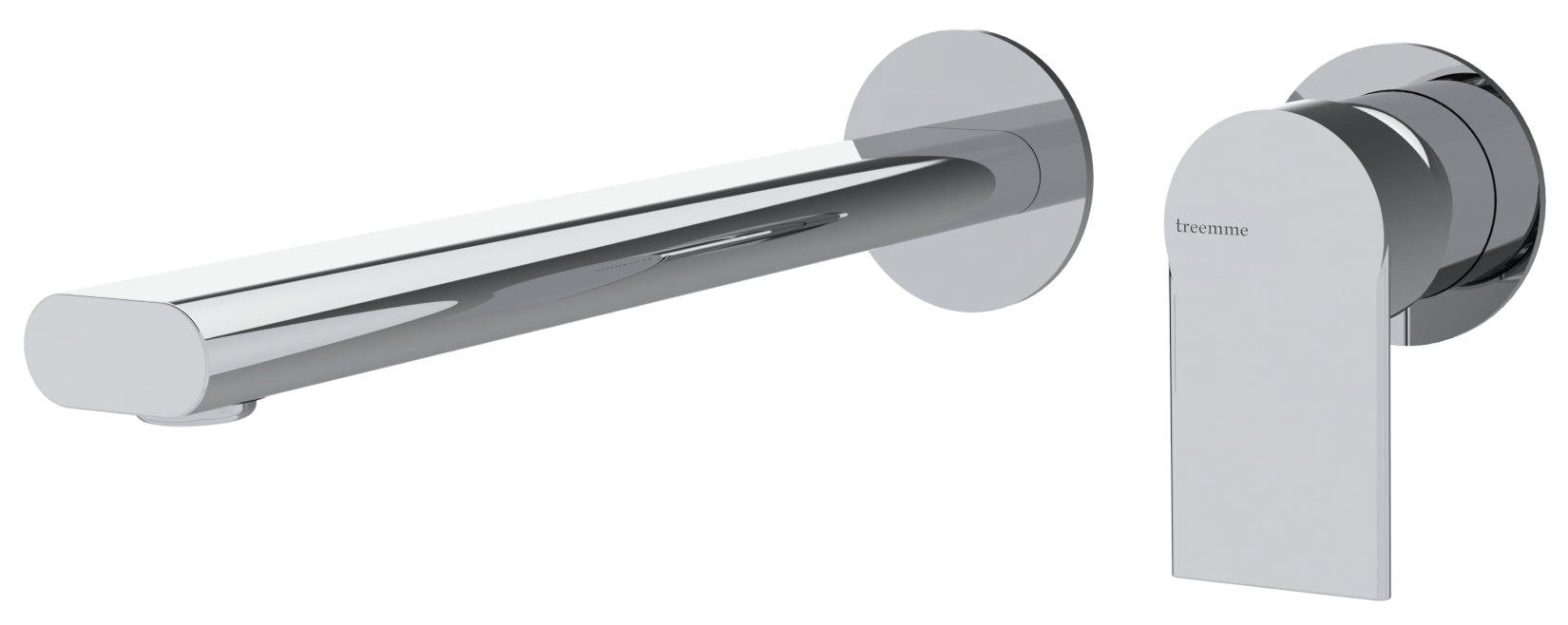 Rubinetterie Treemme 3M Contract Mars RWIT 9C76 CC 02 + RWIT 7C51 ZZ 04 Miscelatore Lavabo Incasso Muro 238 mm 2 Fori 1 Manopola Miscelazione Meccanica Stile Moderno Profondità 238 mm Parte Interna Esterna Incluse Ottone Cromata