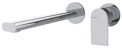 Rubinetterie Treemme 3M Contract Mars RWIT 9C76 CC 02 + RWIT 7C51 ZZ 04 Miscelatore Lavabo Incasso Muro 238 mm 2 Fori 1 Manopola Miscelazione Meccanica Stile Moderno Profondità 238 mm Parte Interna Esterna Incluse Ottone Cromata