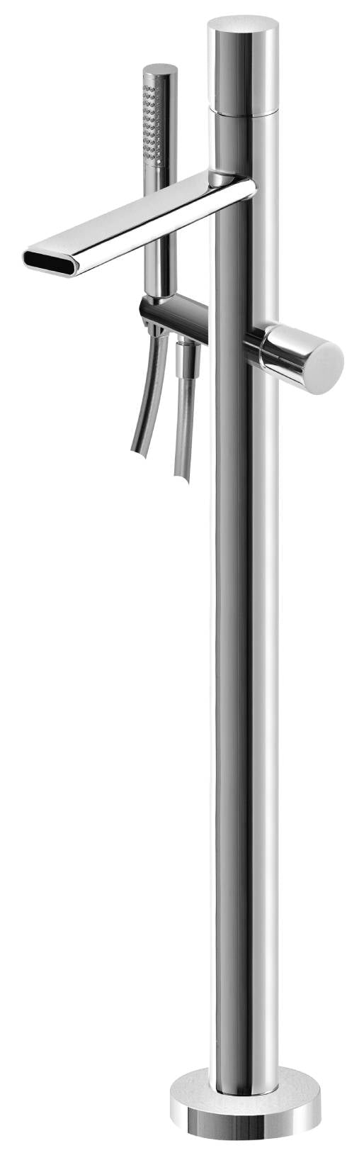 Rubinetterie Treemme Nanotech RWIT 5403 CC 50 + RWIT 4A62 ZZ 50 Miscelatore Monocomando Vasca Da Terra Con Doccetta In Metallo Materiale Ottone Finitura Cromata