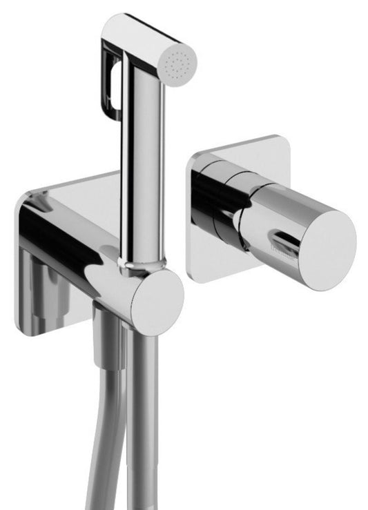 Rubinetterie Treemme 3M Nanotech RWIT 54D4 CC 30 + RWIT 51A5 ZZ 01 Miscelatore Incasso Idroscopino Per WC Con Doccetta Tonda in Metallo Flessibile in PVC 1 Metro 2 Fori 1 Leva Parte Interna e Esterna Incluse Materiale Ottone Finitura Cromata