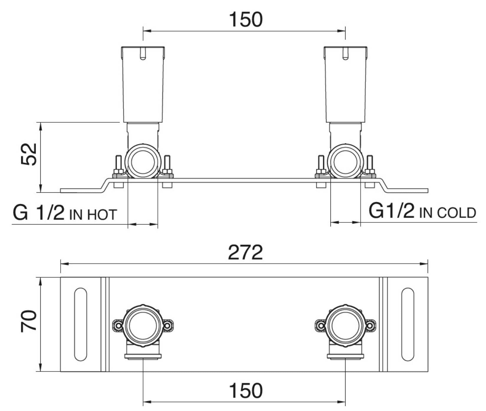 Rubinetterie Treemme X-CHANGE IT 7284 CC XR ZZ + RWIT 0470 ZZ 10 Gruppo Esterno Vasca Su Colonne A Pavimento Con Doccetta In Metallo Materiale Ottone Finitura Cromata