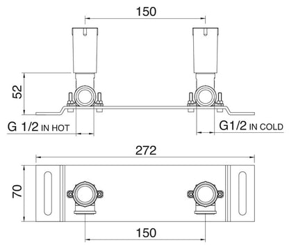 Rubinetterie Treemme X-CHANGE IT 7284 CC XR ZZ + RWIT 0470 ZZ 10 Gruppo Esterno Vasca Su Colonne A Pavimento Con Doccetta In Metallo Materiale Ottone Finitura Cromata