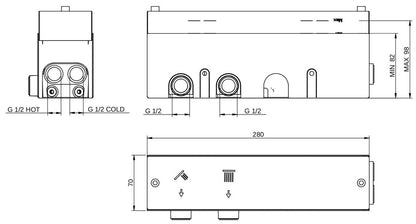 Rubinetterie Treemme 3M W-Touch RWIT 1B89 CC 01 + RWIT 1B89 ZZ 30 Miscelatore Doccia Meccanico Incasso 2 Uscite Parete 4 Fori Sistema Premi e Regola Parte Interna Esterna Incluse Stile Moderno Con Piastra Materiale Ottone Finitura Cromata