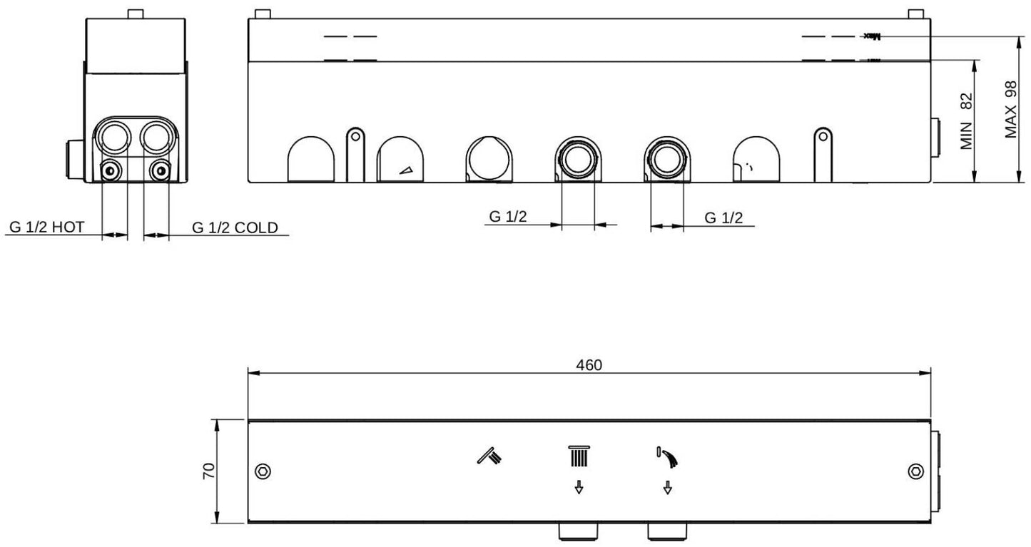 Rubinetterie Treemme 3M W-Touch RWIT 1B97 CC 01 + RWIT 1B97 ZZ 30 Miscelatore Doccia Meccanico Incasso 3 Uscite Parete 7 Fori Sistema Premi e Regola Con Doccetta e Piastra Stile Moderno Parte Interna Esterna Incluse Materiale Ottone Finitura Cromata