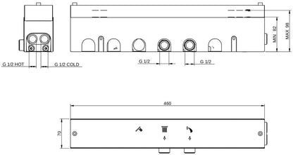 Rubinetterie Treemme 3M W-Touch RWIT 1B97 CC 01 + RWIT 1B97 ZZ 30 Miscelatore Doccia Meccanico Incasso 3 Uscite Parete 7 Fori Sistema Premi e Regola Con Doccetta e Piastra Stile Moderno Parte Interna Esterna Incluse Materiale Ottone Finitura Cromata