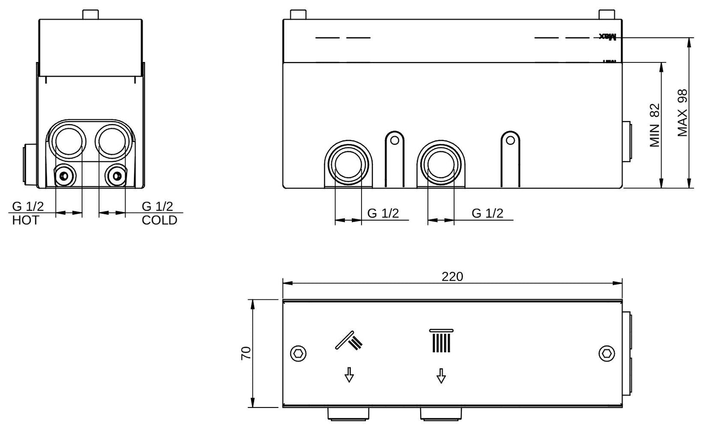 Rubinetterie Treemme 3M W-Smart RWIT 5C89 CC 01 + RWIT 5C89 ZZ 30 Miscelatore Doccia Meccanico Incasso 2 Uscite Parete 3 Fori Sistema Premi e Regola Parte Interna Esterna Incluse Stile Moderno Con Piastra Materiale Ottone Finitura Cromata