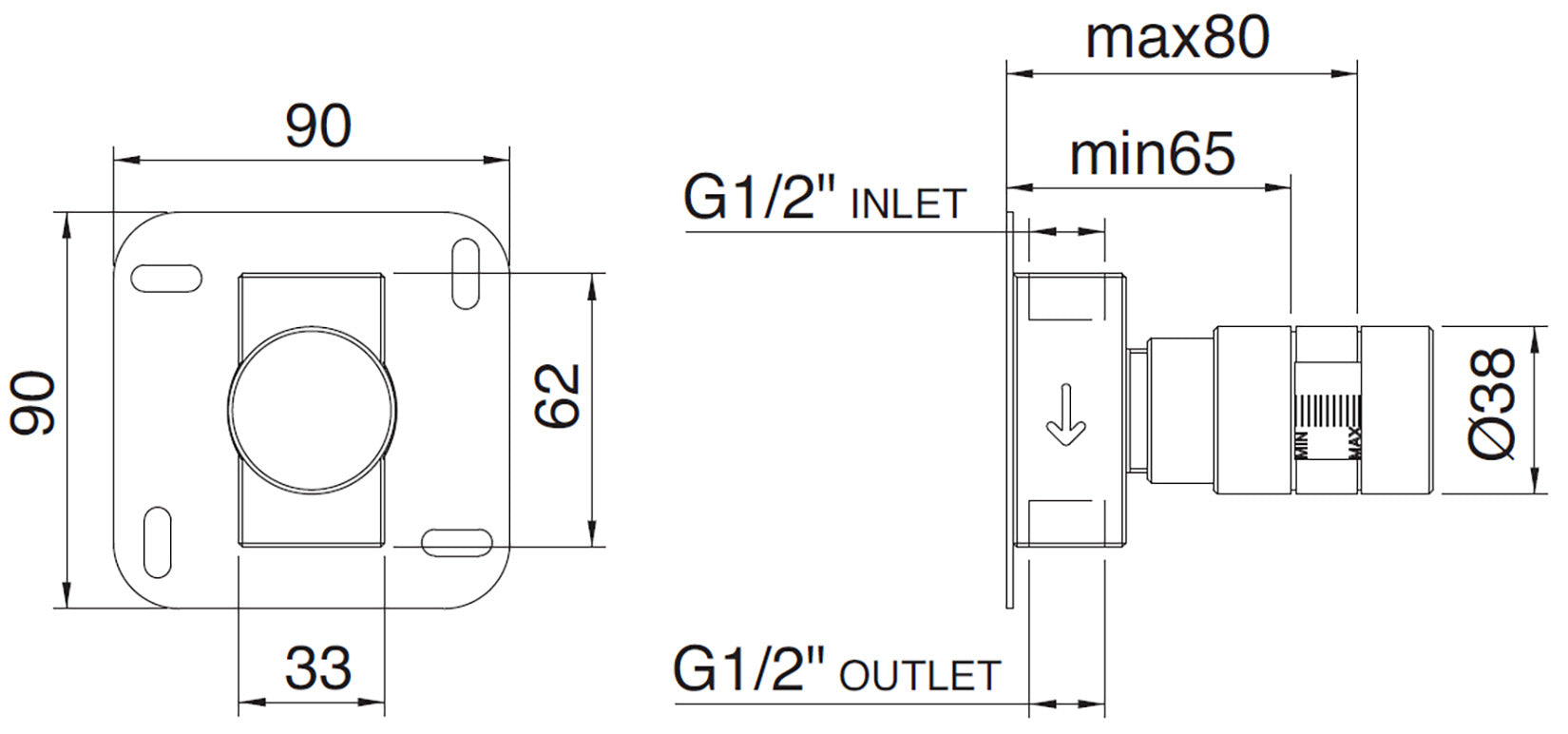 Rubinetterie Treemme 3M Appia RWIT 3C40 CC AO + RWIT 7A40 ZZ 02 Rubinetto D’Arresto 1/2” Installazione Parete Monoforo Stile Classico Contemporaneo Parte Interna Esterna Incluse Materiale Ottone Finitura Cromata