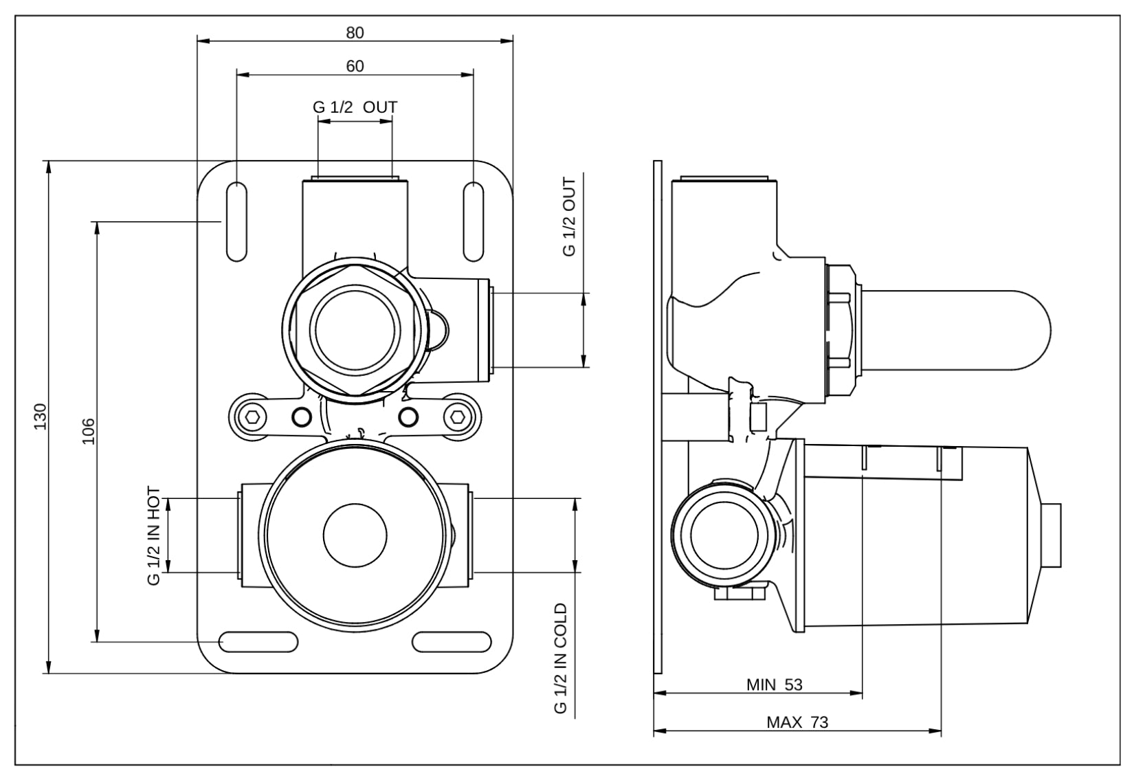 Rubinetterie Treemme 3M Contract Footprint RWIT 8C49 CC 03 + RWIT 7C49 ZZ 2V Miscelatore Monocomando Vasca Doccia Incasso Parete Meccanico 2 Vie Con Deviatore Rotativo 2 Fori 1 Manopola Parte Interna Esterna Incluse Stile Moderno Con Piastra Ottone Cromo