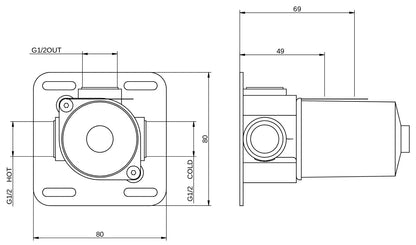 Rubinetterie Treemme 3M Contract Footprint RWIT 8C59 CC 02 + RWIT 7C59 ZZ 01 Miscelatore Monocomando Remoto Lavabo / Doccia Incasso a Parete Forma Tonda Monoforo 1 Leva Stile Moderno Materiale Ottone Finitura Cromata Parte Interna Esterna Incluse