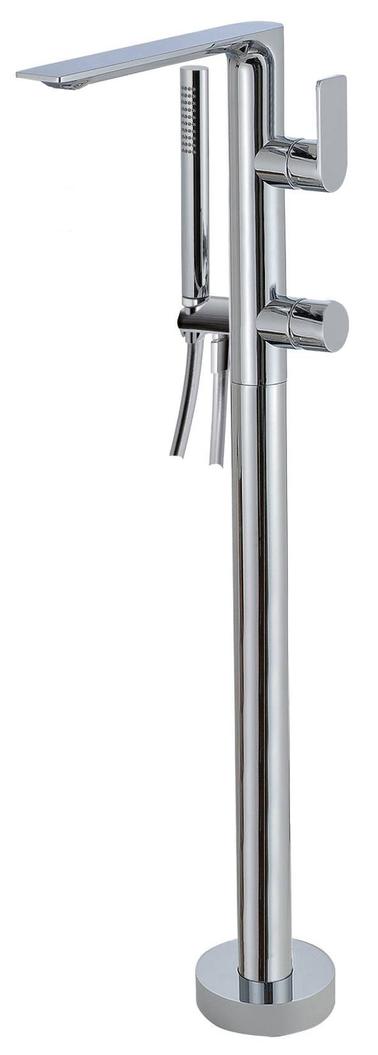 Rubinetterie Treemme Ran RWIT 2203 CC 50 + RWIT 4A62 ZZ 50 Miscelatore Monocomando Vasca Da Terra Con Doccetta In Metallo Materiale Ottone Finitura Cromata