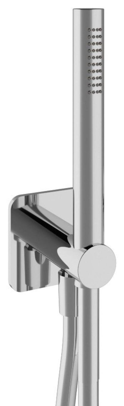 Rubinetterie Treemme 3M Ran RWIT 6AD4 CC 20 Duplex Presa Acqua Kit Gancio Ottone Flessibile PVC 1,5 Metri E Doccetta In Metallo Estraibile Forma Tonda Stilo Finitura Cromata Portata 8 Litri Al Minuto