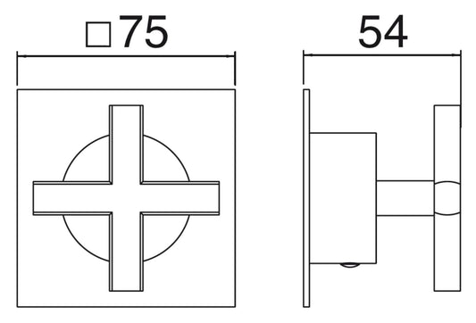 Rubinetterie Treemme 3M Showers & Thermostatics RWIT 10D6 CC 10 + RWIT 7AD5 ZZ 01 Rubinetto D'Arresto Deviatore Incasso 3 Uscite Senza Chiusura Acqua 1 Foro Installazione Parete 1 Manopola Croce Borchia Quadra Ottone Cromato Parte Interna Esterna Incluse