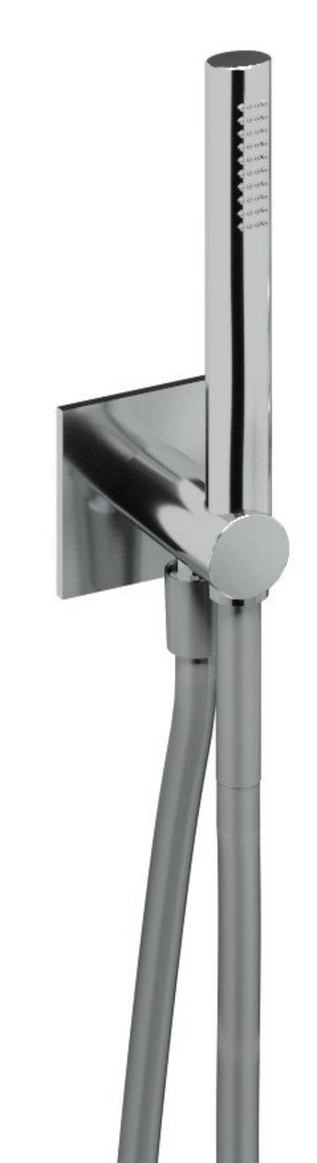 Rubinetterie Treemme 3M Showers & Thermostatics RWIT 2AD4 CC 20 Duplex Presa Acqua Kit Gancio Ottone Flessibile PVC 1,5 Metri E Doccetta In Metallo Estraibile Forma Tonda Stilo Borchia Quadra Finitura Cromata Portata 8 Litri Al Minuto