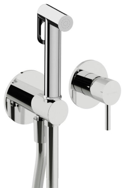 Rubinetterie Treemme 3M Showers & Thermostatics RWIT 58D4 CC 30 + RWIT 51A5 ZZ 01 Miscelatore Incasso Idroscopino Per WC Con Doccetta Tonda in Metallo Flessibile in PVC 1 Metro 2 Fori 1 Leva Parte Interna e Esterna Incluse Ottone Cromato