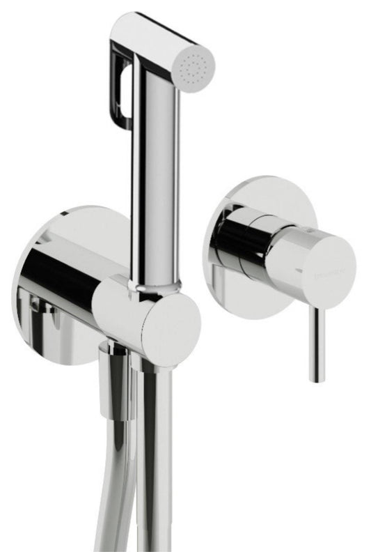 Rubinetterie Treemme 3M Showers & Thermostatics RWIT 58D4 CC 30 + RWIT 51A5 ZZ 01 Miscelatore Incasso Idroscopino Per WC Con Doccetta Tonda in Metallo Flessibile in PVC 1 Metro 2 Fori 1 Leva Parte Interna e Esterna Incluse Ottone Cromato