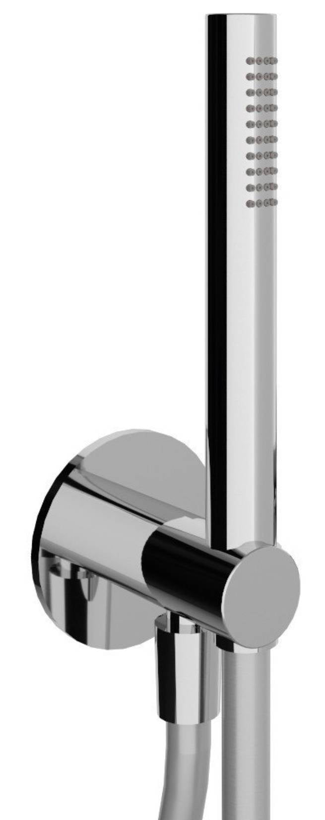 Rubinetterie Treemme 3M Showers & Thermostatics RWIT 5BD4 CC 20 Duplex Presa Acqua Kit Gancio Ottone Flessibile PVC 1,5 Metri E Doccetta In Metallo Estraibile Forma Tonda Stilo Finitura Cromata Portata 8 Litri Al Minuto