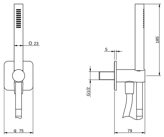 Rubinetterie Treemme 3M Showers & Thermostatics RWIT 6AD4 CC 20 Duplex Presa Acqua Kit Gancio Ottone Flessibile PVC 1,5 Metri E Doccetta In Metallo Estraibile Forma Tonda Stilo Finitura Cromata Portata 8 Litri Al Minuto