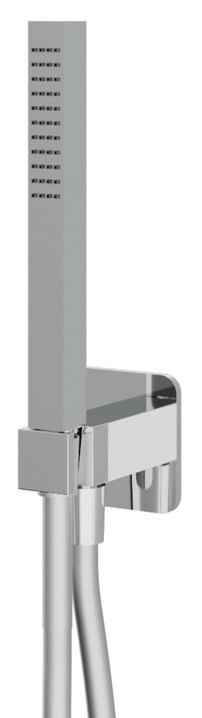 Rubinetterie Treemme 3M Showers & Thermostatics RWIT 8BD4 CC 20 Duplex Presa Acqua Kit Gancio Ottone Flessibile PVC 1,5 Metri E Doccetta In Metallo Estraibile Forma Quadra Finitura Cromata Portata 8 Litri Al Minuto