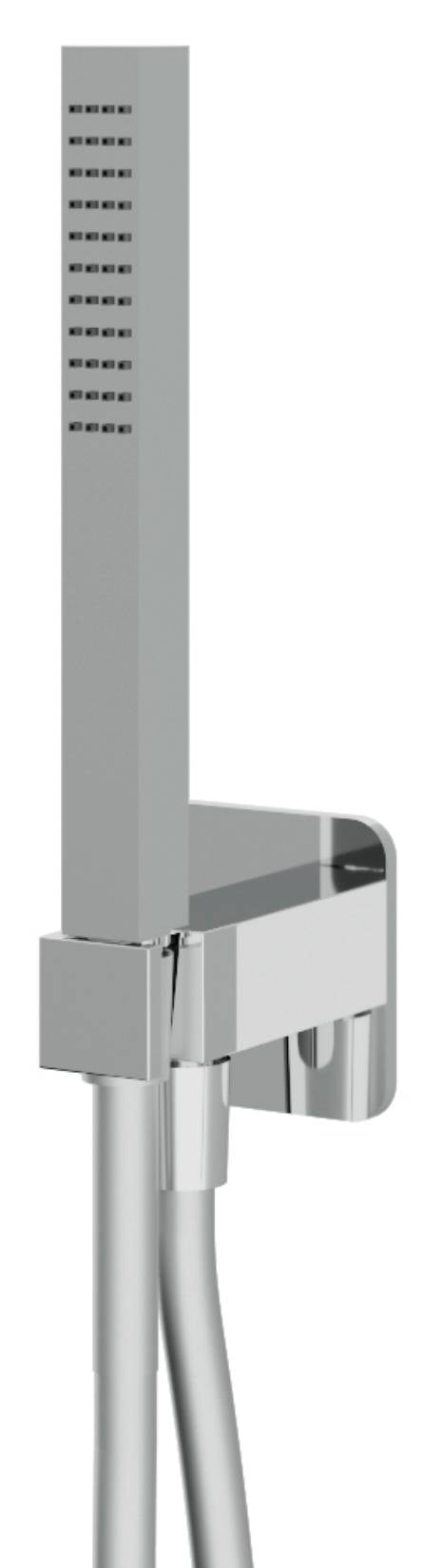 Rubinetterie Treemme 3M Showers & Thermostatics RWIT 8BD4 CC 20 Duplex Presa Acqua Kit Gancio Ottone Flessibile PVC 1,5 Metri E Doccetta In Metallo Estraibile Forma Quadra Finitura Cromata Portata 8 Litri Al Minuto