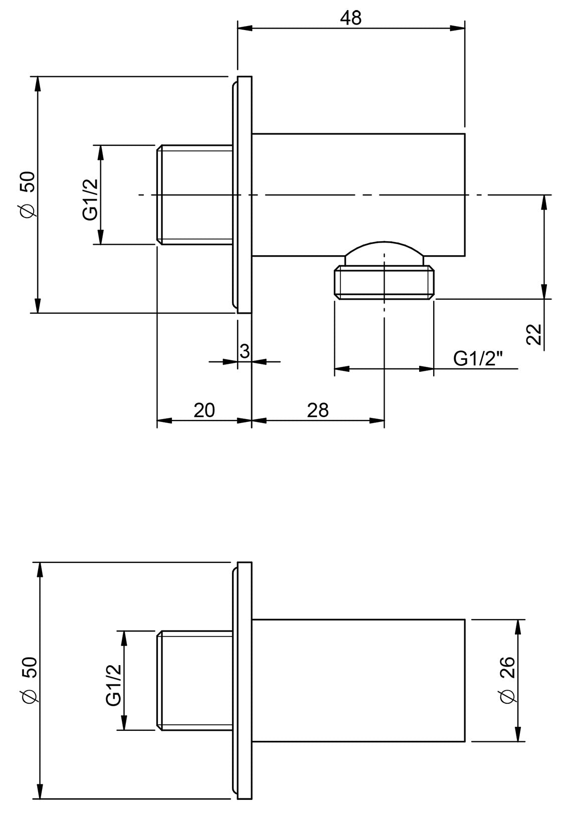 Presa Acqua A Muro Tonda Rubinetterie Treemme Nanotech Materiale Ottone Finitura Cromata