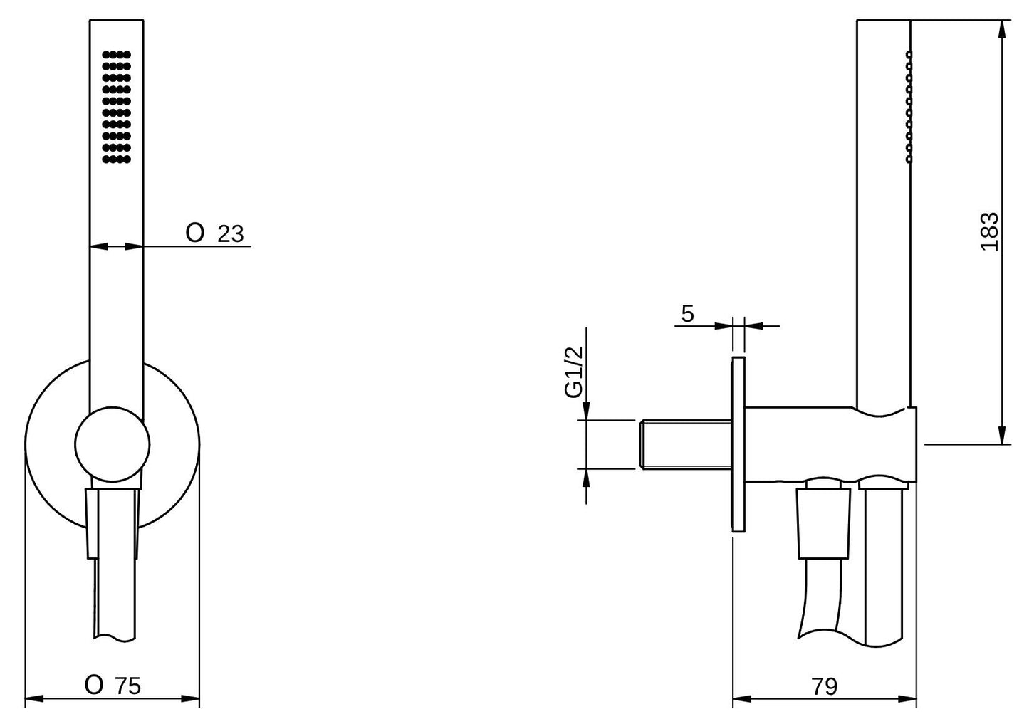 Rubinetterie Treemme 3M T30 RWIT 5BD4 CC 20 Duplex Presa Acqua Kit Gancio Ottone Flessibile PVC 1,5 Metri E Doccetta In Metallo Estraibile Forma Tonda Stilo Finitura Cromata Portata 8 Litri Al Minuto