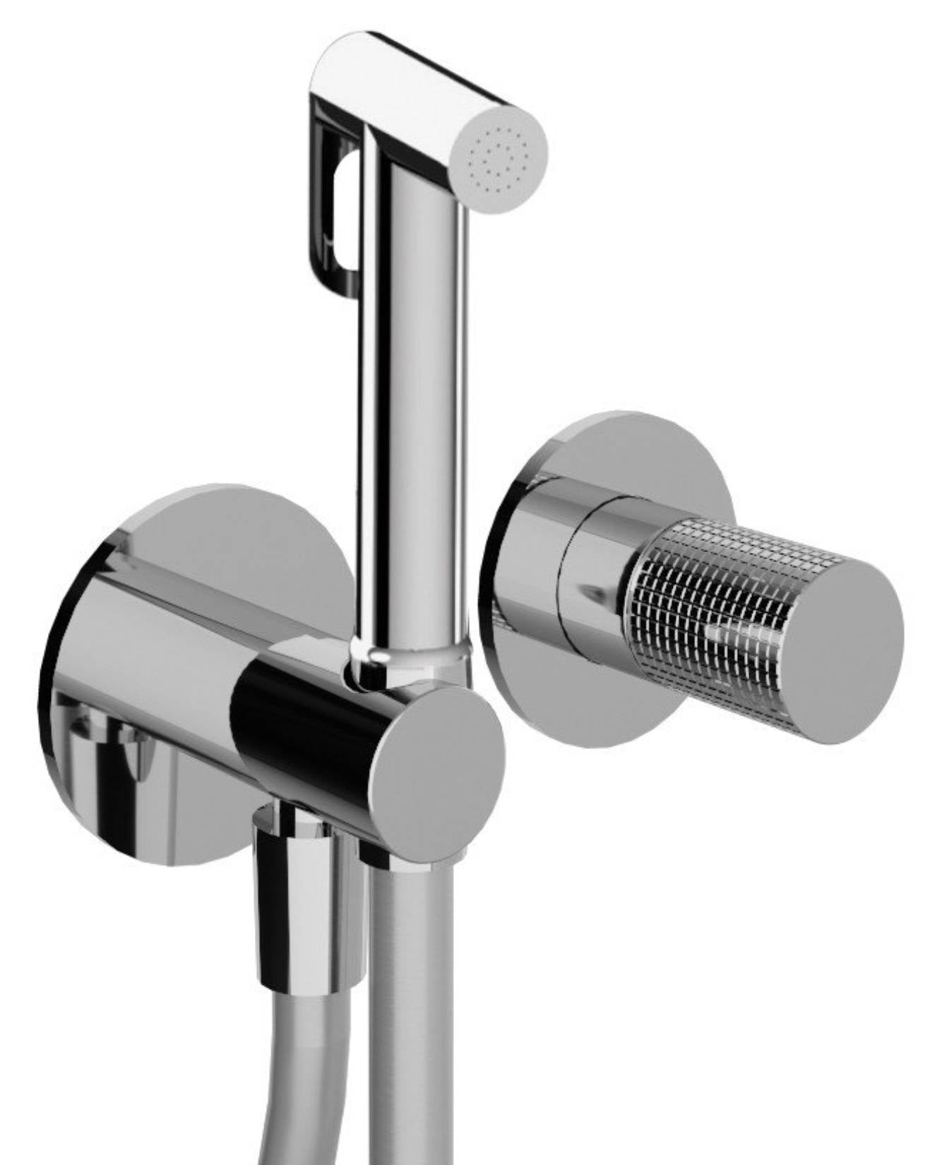 Rubinetterie Treemme 3M T30 RWIT 5BD4 CC 35 + RWIT 51A5 ZZ 01 Miscelatore Incasso Idroscopino Per WC Con Doccetta Tonda in Metallo Flessibile in PVC 1 Metro Parte Interna e Esterna Incluse Materiale Ottone Finitura Cromato