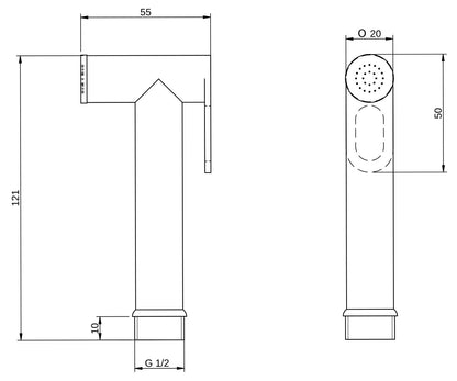 Rubinetterie Treemme 3M Contract Termo S + Showers IT RTDO 161 CC Doccetta Idroscopino Tondo Per WC Materiale Metallo Finitura Cromato