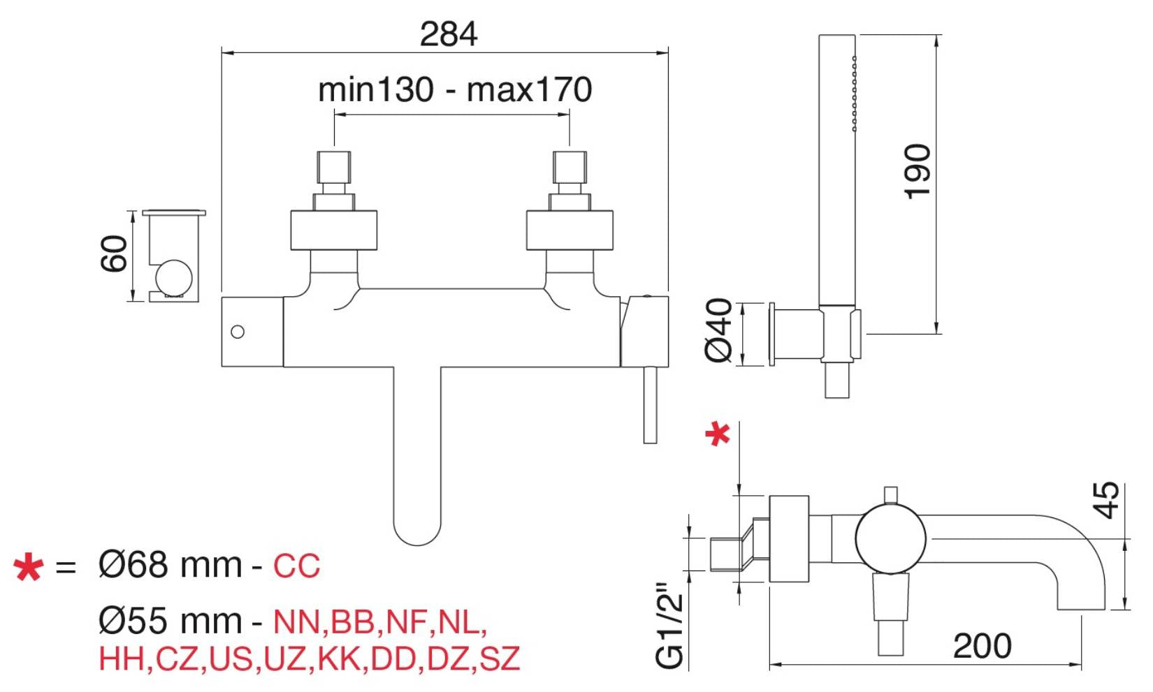 Rubinetterie Treemme UP+ Miscelatore Vasca Monocomando Esterno Con Doccetta In Metallo Materiale Ottone Finitura Cromata
