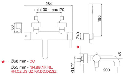 Rubinetterie Treemme UP+ Miscelatore Vasca Monocomando Esterno Con Doccetta In Metallo Materiale Ottone Finitura Cromata