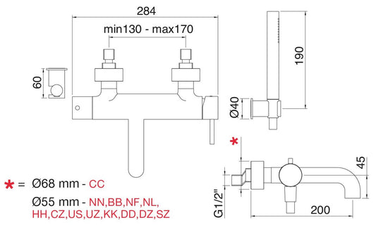 Rubinetterie Treemme UP+ Miscelatore Vasca Monocomando Esterno Con Doccetta In Metallo Materiale Ottone Finitura Cromata