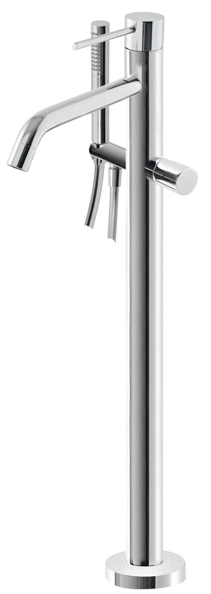 Rubinetterie Treemme UP+ RWIT 5703 CC 50 + RWIT 4A62 ZZ 50 Miscelatore Monocomando Vasca Da Terra a Pavimento Con Doccetta In Metallo Materiale Ottone Finitura Cromata