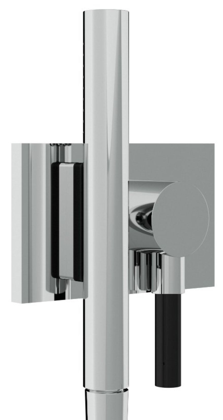 Rubinetterie Treemme 3M W-70s RWIT 2BF6 CC 55 Kit Gancio Presa Acqua Flessibile in PVC Doccetta in Metallo Tonda con Attacco a Calamita Supporto a Muro Quadro Materiale Ottone Finitura Cromata