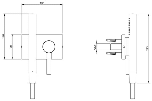 Rubinetterie Treemme 3M W-70s RWIT 2BF6 CC 55 Kit Gancio Presa Acqua Flessibile in PVC Doccetta in Metallo Tonda con Attacco a Calamita Supporto a Muro Quadro Materiale Ottone Finitura Cromata