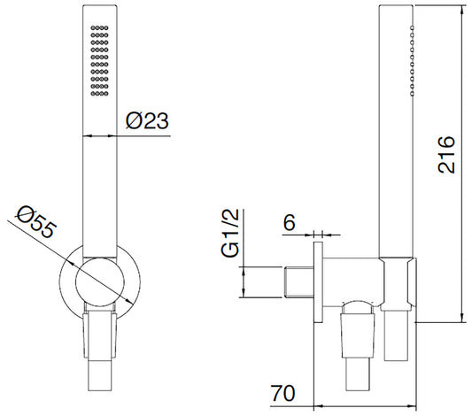 Rubinetterie Treemme 3M W-Smart RWIT 2847 IS 71 Duplex Kit Gancio Presa Acqua Parete Doccetta Forma Tonda Materiale Acciaio Finitura Inox Spazzolato Opaco Flessibile PVC Portata 8 Litri Al Minuto
