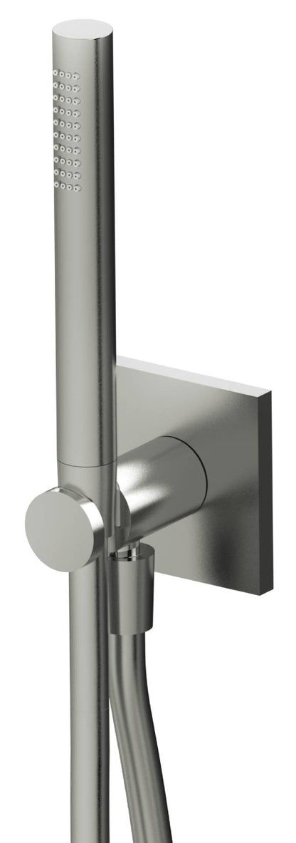 Rubinetterie Treemme 3M W-Smart RWIT 5C47 IS 71 Duplex Kit Gancio Presa Acqua Parete Borchia Quadra Materiale Acciaio Flessibile PVC Doccetta Forma Tonda In Metallo Finitura Inox Spazzolato Opaco Portata 8 Litri Al Minuto