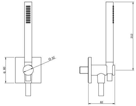 Rubinetterie Treemme 3M W-Smart RWIT 5C47 IS 71 Duplex Kit Gancio Presa Acqua Parete Borchia Quadra Materiale Acciaio Flessibile PVC Doccetta Forma Tonda In Metallo Finitura Inox Spazzolato Opaco Portata 8 Litri Al Minuto